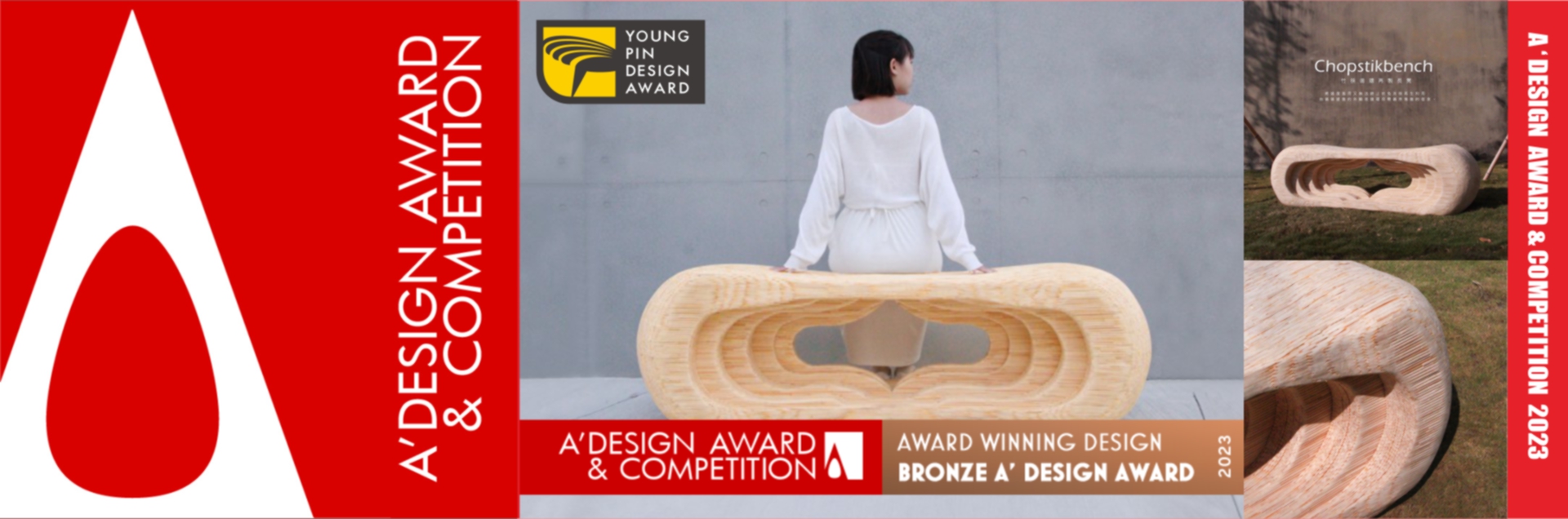 Chopstikbench｜榮獲 2023 A' DESIGN AWARD 銅獎 ‧ 金點新秀贊助特別獎｜指導老師：陳中聖老師｜獲獎同學：黃品寧 ‧ 許恩嘉 ‧ 彭琡諠